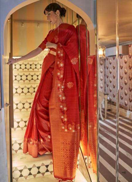 Red Colour Heavy Wedding Wear Tessar Silk Latest Designer Saree Collection 239002